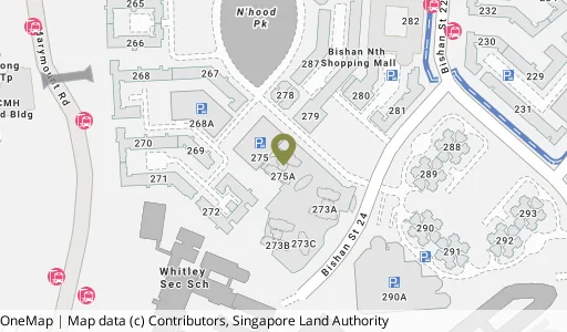 Location map of Blk 275A Bishan St 24, a HDB resale block in Bishan, Singapore