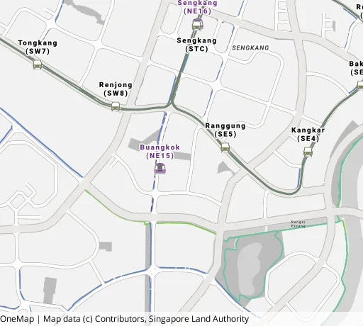 Map of the area around Blk 275B Compassvale Link in Sengkang, showing 400 m and 1 km rings and 4 primary schools within 1 km