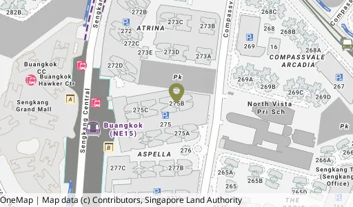 Location map of Blk 275B Compassvale Link, a HDB resale block in Sengkang, Singapore