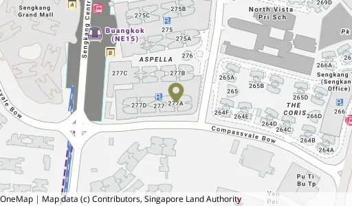 Location map of Blk 277A Compassvale Link, a HDB resale block in Sengkang, Singapore
