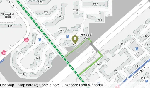 Location map of Blk 279 Tampines St 22, a HDB resale block in Tampines, Singapore