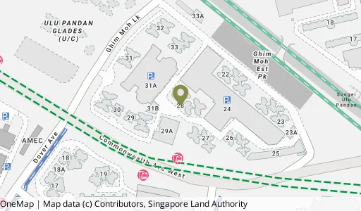 Location map of Blk 28 Ghim Moh Link, a HDB resale block in Queenstown, Singapore