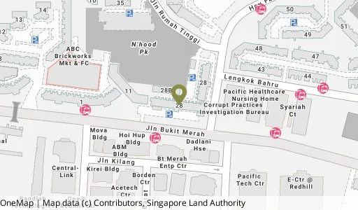 Location map of Blk 28 Jln Bt Merah, a HDB resale block in Bukit Merah, Singapore