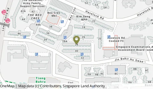 Location map of Blk 28 Jln Klinik, a HDB resale block in Bukit Merah, Singapore