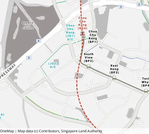 Map of the area around Blk 282 Choa Chu Kang Ave 3 in Choa Chu Kang, showing 400 m and 1 km rings and 3 primary schools within 1 km