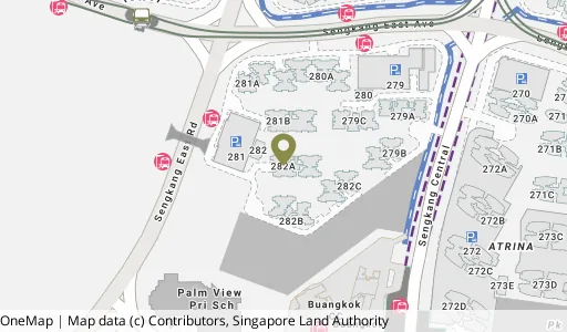 Location map of Blk 282A Sengkang East Ave, a HDB resale block in Sengkang, Singapore