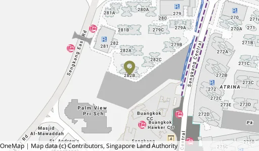 Location map of Blk 282B Sengkang East Ave, a HDB resale block in Sengkang, Singapore
