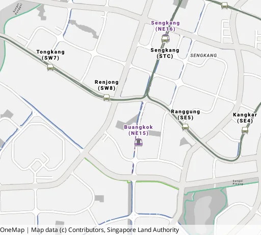 Map of the area around Blk 282C Sengkang East Ave in Sengkang, showing 400 m and 1 km rings and 6 primary schools within 1 km
