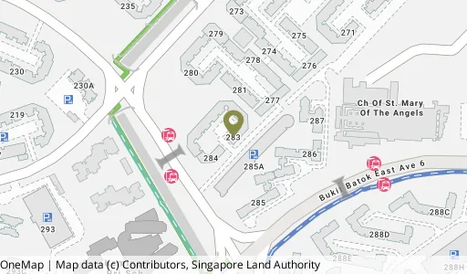 Location map of Blk 283 Bt Batok East Ave 3, a HDB resale block in Bukit Batok, Singapore