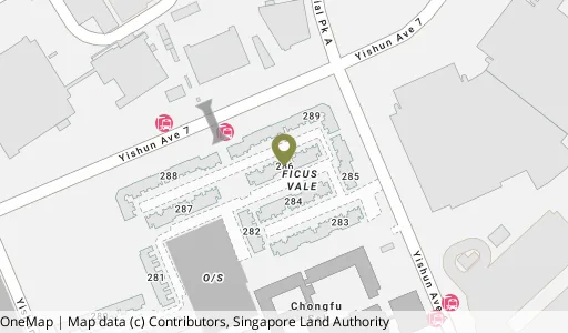 Location map of Blk 286 Yishun Ave 6, a HDB resale block in Yishun, Singapore