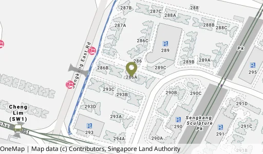 Location map of Blk 286A Compassvale Cres, a HDB resale block in Sengkang, Singapore