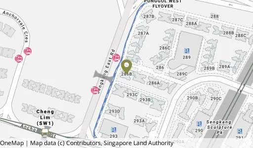 Location map of Blk 286B Compassvale Cres, a HDB resale block in Sengkang, Singapore