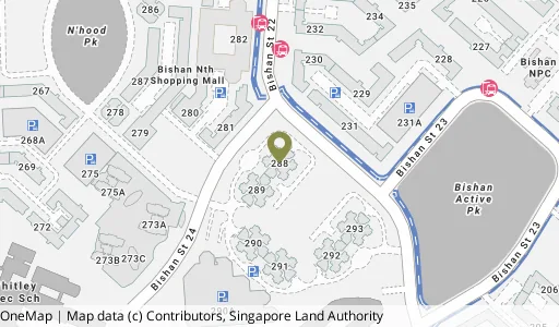 Location map of Blk 288 Bishan St 24, a HDB resale block in Bishan, Singapore