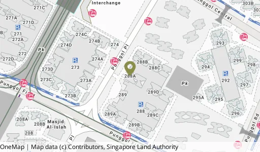 Location map of Blk 288A Punggol Pl, a HDB resale block in Punggol, Singapore