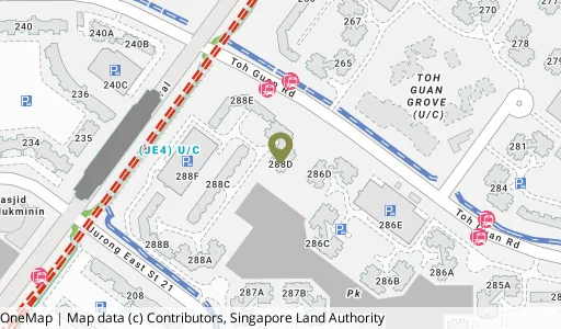 Location map of Blk 288D Jurong East St 21, a HDB resale block in Jurong East, Singapore