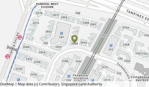 Location map of Blk 289B Compassvale Cres, a HDB resale block in Sengkang, Singapore