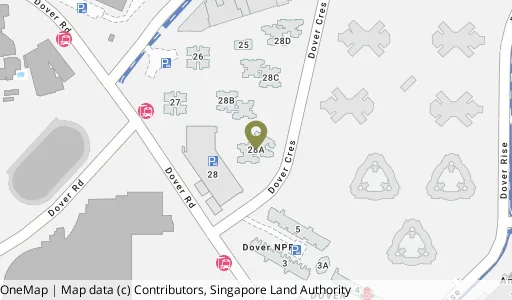 Location map of Blk 28A Dover Cres, a HDB resale block in Queenstown, Singapore