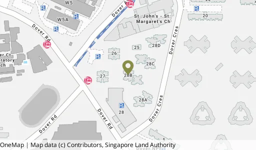 Location map of Blk 28B Dover Cres, a HDB resale block in Queenstown, Singapore