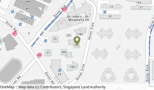 Location map of Blk 28C Dover Cres, a HDB resale block in Queenstown, Singapore