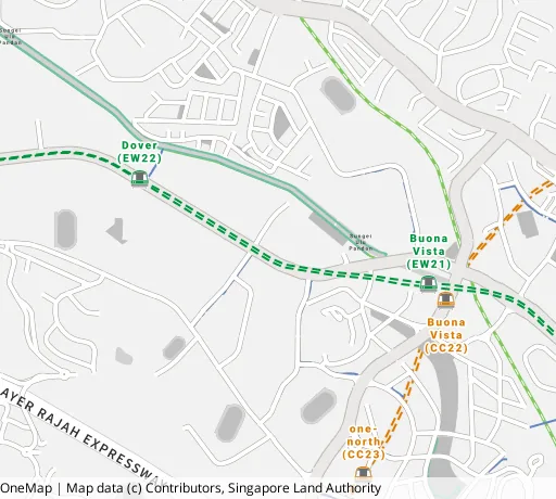 Map of the area around Blk 29 Ghim Moh Link in Queenstown, showing 400 m and 1 km rings and 2 primary schools within 1 km