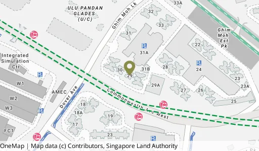 Location map of Blk 29 Ghim Moh Link, a HDB resale block in Queenstown, Singapore
