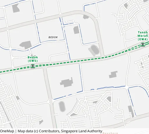 Map of the area around Blk 29 New Upp Changi Rd in Bedok, showing 400 m and 1 km rings and 2 primary schools within 1 km