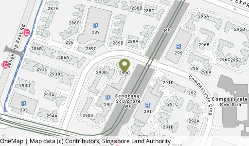 Location map of Blk 290C Compassvale Cres, a HDB resale block in Sengkang, Singapore
