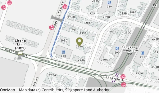 Location map of Blk 293A Compassvale Cres, a HDB resale block in Sengkang, Singapore