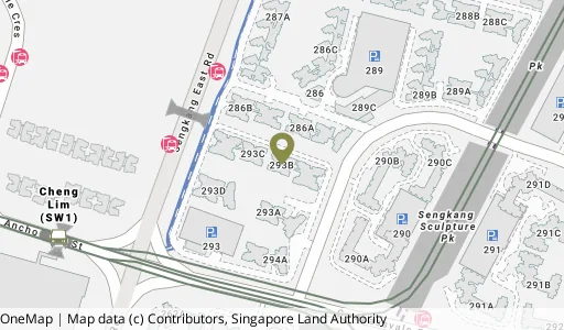 Location map of Blk 293B Compassvale Cres, a HDB resale block in Sengkang, Singapore