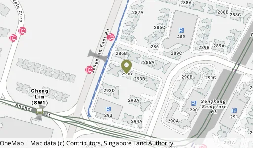 Location map of Blk 293C Compassvale Cres, a HDB resale block in Sengkang, Singapore