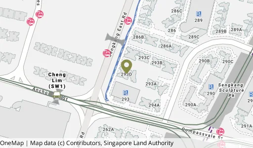Location map of Blk 293D Compassvale Cres, a HDB resale block in Sengkang, Singapore