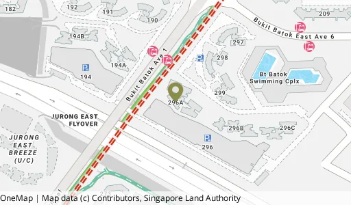 Location map of Blk 296A Bt Batok St 22, a HDB resale block in Bukit Batok, Singapore