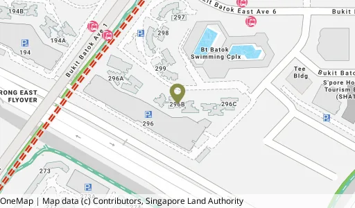 Location map of Blk 296B Bt Batok St 22, a HDB resale block in Bukit Batok, Singapore