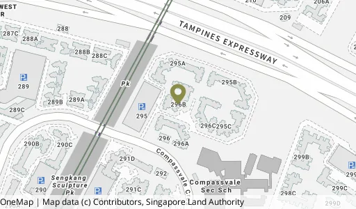 Location map of Blk 296B Compassvale Cres, a HDB resale block in Sengkang, Singapore