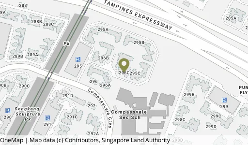 Location map of Blk 296C Compassvale Cres, a HDB resale block in Sengkang, Singapore