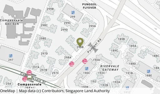Location map of Blk 298B Compassvale St, a HDB resale block in Sengkang, Singapore