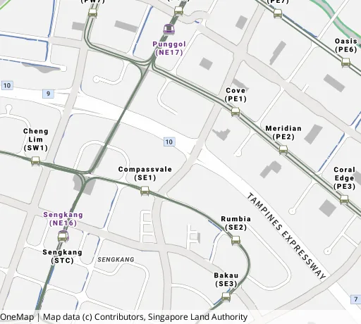 Map of the area around Blk 299A Compassvale St in Sengkang, showing 400 m and 1 km rings and 6 primary schools within 1 km