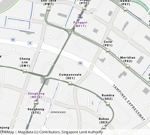 Map of the area around Blk 299B Compassvale St in Sengkang, showing 400 m and 1 km rings and 6 primary schools within 1 km
