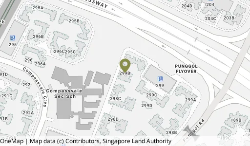 Location map of Blk 299B Compassvale St, a HDB resale block in Sengkang, Singapore