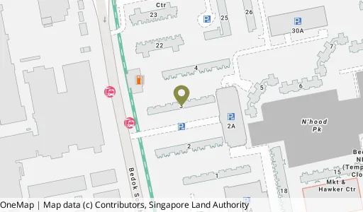 Location map of Blk 3 Bedok Sth Ave 1, a HDB resale block in Bedok, Singapore