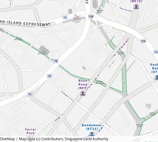 Map of the area around Blk 3 St. George's Rd in Kallang/Whampoa, showing 400 m and 1 km rings and 2 primary schools within 1 km