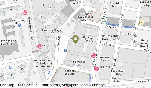 Location map of Blk 3 Tg Pagar Plaza, a HDB resale block in Central Area, Singapore