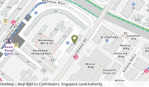 Location map of Blk 30 Bendemeer Rd, a HDB resale block in Kallang/Whampoa, Singapore