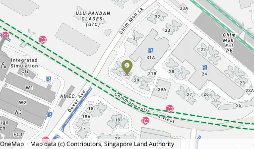 Location map of Blk 30 Ghim Moh Link, a HDB resale block in Queenstown, Singapore