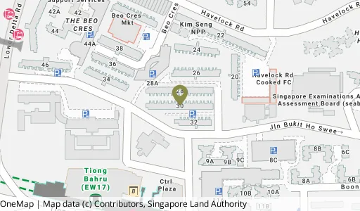 Location map of Blk 30 Jln Klinik, a HDB resale block in Bukit Merah, Singapore