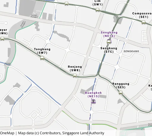Map of the area around Blk 302B Anchorvale Link in Sengkang, showing 400 m and 1 km rings and 5 primary schools within 1 km