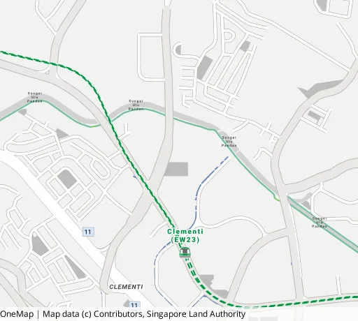 Map of the area around Blk 304 Clementi Ave 4 in Clementi, showing 400 m and 1 km rings and 3 primary schools within 1 km