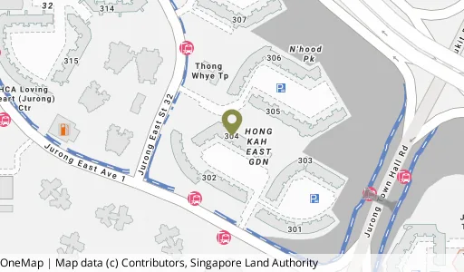 Location map of Blk 304 Jurong East St 32, a HDB resale block in Jurong East, Singapore