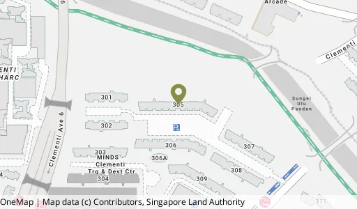 Location map of Blk 305 Clementi Ave 4, a HDB resale block in Clementi, Singapore