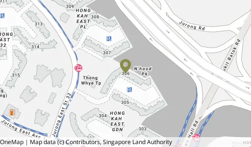 Location map of Blk 306 Jurong East St 32, a HDB resale block in Jurong East, Singapore